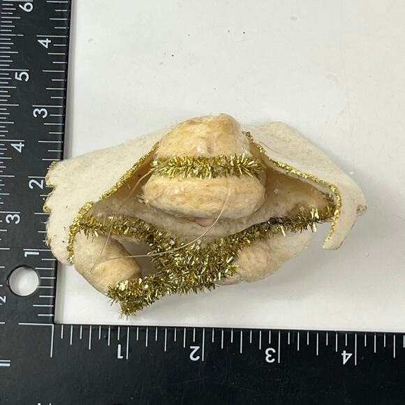 Vintage Mica Angel Ornament Gold Tinsel Star Puffy Felt Wings 3" Christmas Decor - Picture 7 of 8